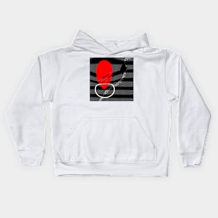 sunset geometric abstract digital red grey black and white painting Kids Hoodie